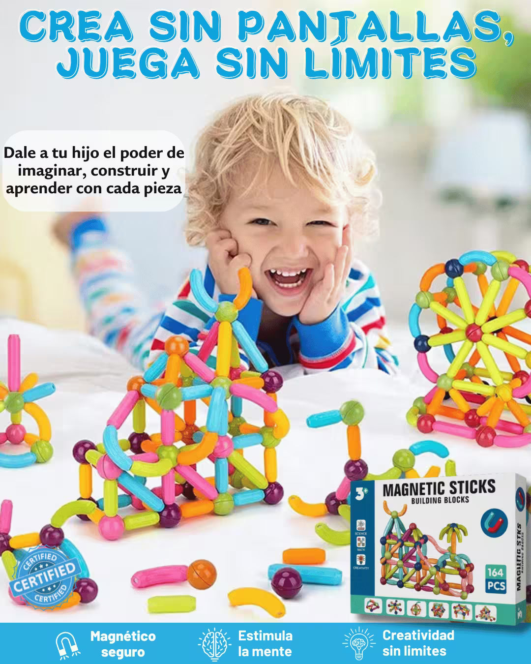 Bloques Imantados Educativos Montessori 164 PCS